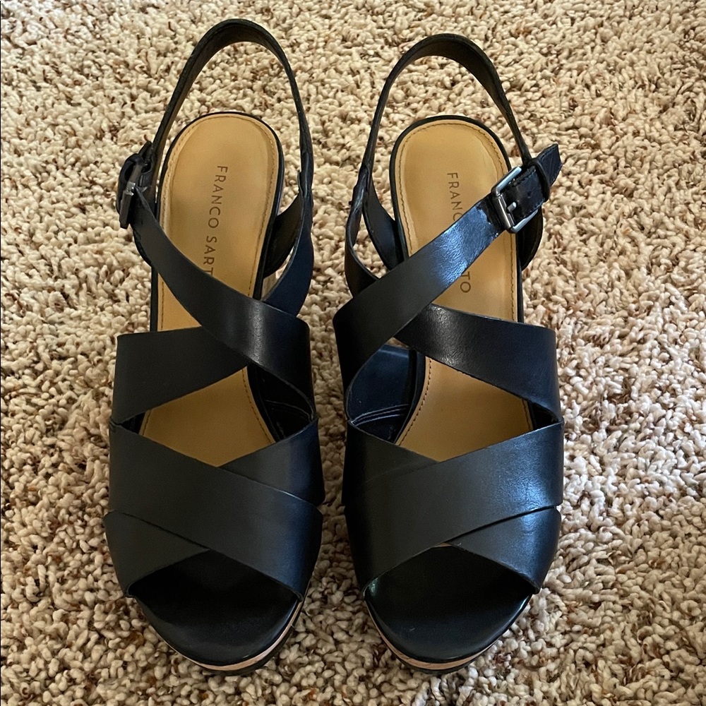 Franco Sarto Black Strappy Sandals